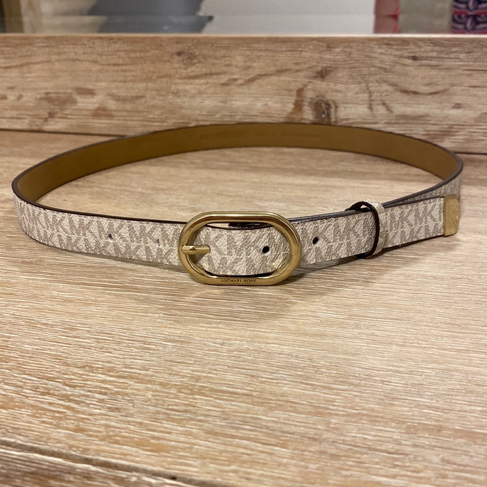 Michael Kors Belt White MK Logo